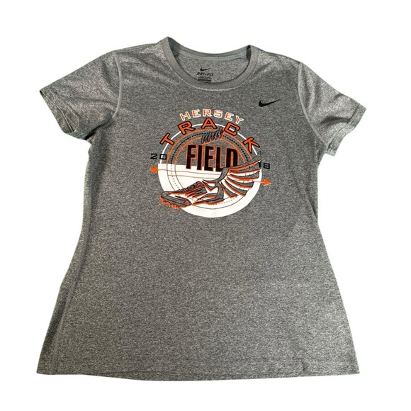 Hersey Track and Field  Nike Dri-Fit Short Sleeve Shirt Women's Gray Size Large - Picture 1 of 10